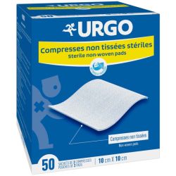 Urgo Compresses Stériles Non Tissées - 10cm x 10cm - 50 Sachets de 2 Compresses