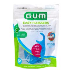 GUM Easy-Flossers Fil Dentaire Ciré Mentholé - Sachet de 30 porte-fils