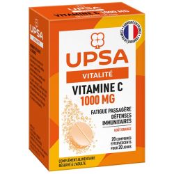 UPSA Vitamine C 1000 mg 20 comprimés effervescents – vitalité et réduction de la fatigue