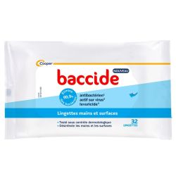 Baccide Lingettes Désinfectantes Mains et Surfaces - 32 Lingettes