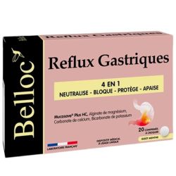 Belloc Reflux Gastriques - Neutralise, Bloque, Protège et Apaise - 20 comprimés à croquer