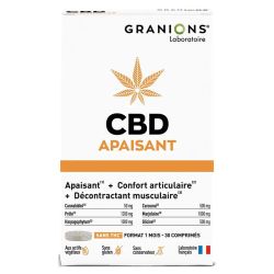 Granions CBD Apaisant - Complément Apaisant - Confort Articulaire, Décontraction Musculaire - 30 Comprimés