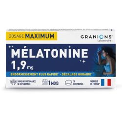 Granions Mélatonine 1,9mg Endormissement Rapide & Sommeil Réparateur - 30 Comprimés