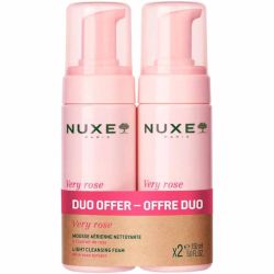 Nuxe Very Rose Mousse Aérienne Nettoyante - 2x150ml - Nuage de douceur pour une peau nette et fraîche