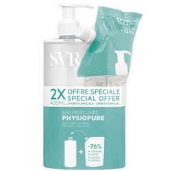 SVR Eau Micellaire Physiopure 400ml + Eco-Recharge 400ml - Démaquille efficacement et respecte