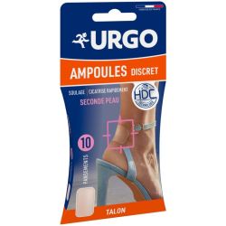 Urgo Traitement Ampoules Ultra Discret Talon - 10 pansements - Soulagement immédiat et cicatrisation ciblée