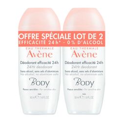 Avène Body Déodorant - Efficacité 24H - Sans Alcool - Lot de 2 x 50 ml