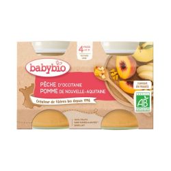 Babybio Petit Pot Pêche Pomme 4 mois - 2 x 130g