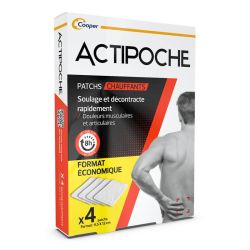 Actipoche Patch Chauffants - 4 patchs - Soulagement longue durée des douleurs musculaires et articulaires