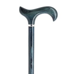 Cannes Fayet Canne de Marche Poignée Crochet Bleu/Vert En Frêne
