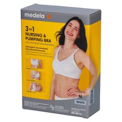 Medela Soutien-gorge de Grossesse et d'Allaitement - 3 en 1 - Blanc - Taille M - 1 pièce