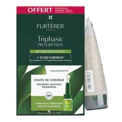 René Furterer Triphasic progressive Traitement Anti-Chute 8 flaconnettes + Shampoing Stimulant OFFERT