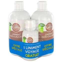 Gifrer Liniment Oléo-calcaire Stabilisé Lot de 2 x 500 ml + 1 Liniment Voyage 100 ml OFFERT