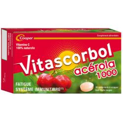 Vitascorbol Acérola 1000 - 30 Comprimés à Croquer - Saveur Fruits Rouges - Pour plus de vitalité