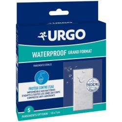 Urgo Waterproof Grand Format - 5 Pansements 10 x 7 cm - Protection Étanche des Plaies