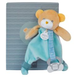 Doudou & Co Maé l'Ours - Doudou Attache-Sucette - Doudou Doux Et Sécurisant - 1 pièce