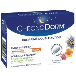 Iprad Chronodorm Double Action Mélatonine 1,9mg Valériane 15 Comprimés – Sommeil profond