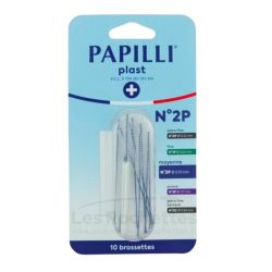 Papilli Plast Brossette Interdentaire - N°2P - Moyenne - 0,75mm - Souple et Sans Plastique - Lot de 10