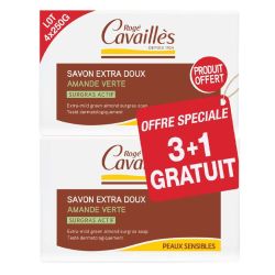 Rogé Cavaillès Savon Extra Doux Amande Verte Lot de 3 x 250 g + 1 offert