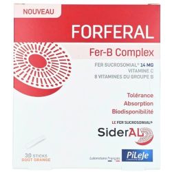 PiLeJe FORFERAL Fer-B Complex 30 Sticks - Réduction de la fatigue, apport en fer sucrosomial et vitamines B