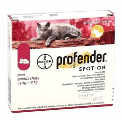 PROFENDER Spot-On 2 pipettes - Vermifuge pour grands chats de 5 à 8 kg