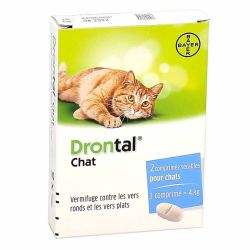 Drontal Chat Comprimé - Vermifuge Vers Ronds et Plats - 2 Comprimés
