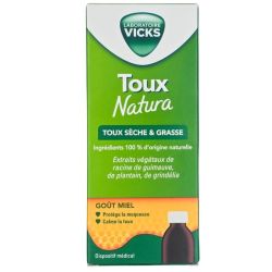 Laboratoire Vicks Toux Natura Sirop 140 ml - Soulagement de la toux sèche et grasse