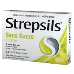 Strepsils citron sans sucre 24 pastilles