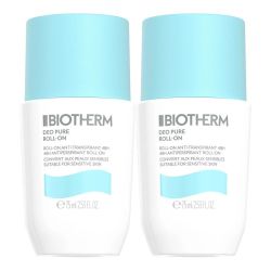 Biotherm Déo Pure Anti-Transpirant Roll-On - Lot de 2 x 75 ml - Fraîcheur 48h pour peaux sensibles