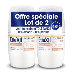 Etiaxil Anti-Transpirant Déodorant Roll-On Tolérance Peaux Sensibles 48H - 2 x 50ml