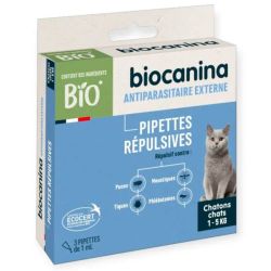 Biocanina Antiparasitaires Externes Pipettes Répulsives - 3 Pipettes de 1ml - Chats et Chatons de 1 à 5kg
