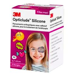 3M Opticlude Silicone Maxi Fille - 5,7x8cm - Amblyopie et Strabisme - Boîte de 50 pansements