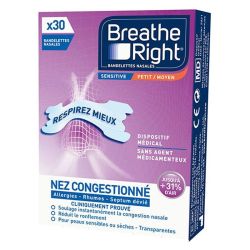 Breathe Right Bandelettes Nasales Sensitive Moyen - 30 Unités