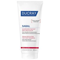 Ducray Sabal Shampooing Traitant Sébo-Absorbant - 200 ml - Purifie et réduit l’excès de sébum