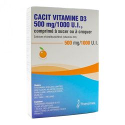 Cacit Vitamine D3 500 mg/1000 UI - Comprimés à Sucer ou à Croquer - 30 comprimés