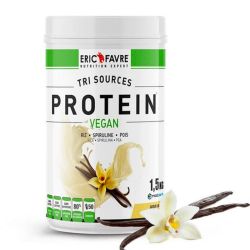 Eric Favre Tri Sources Protein Vegan - Saveur Vanille - Apporte de la Protéine - Pot de 1,5 kg