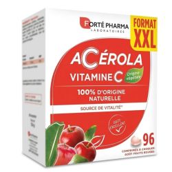 Forté Pharma Acérola Vitamine C Format XXL 96 comprimés à croquer - Réduit la fatigue et soutient l'immunité