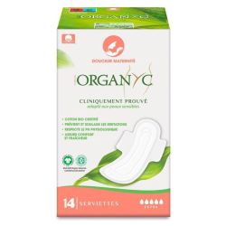 Organyc Serviettes Maxi Maternité Douceur - Extra Coton Bio - Flux Abondant - 14 serviettes