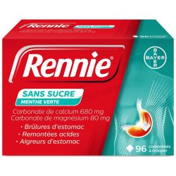 Rennie sans sucre menthe verte 96 comprimés à croquer