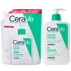 CeraVe Gel Moussant - 473 ml + Éco-Recharge 473 ml - Nettoyant purifiant peaux normales à grasses
