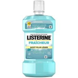 Listerine Bain de Bouche Fraîcheur Goût Plus Léger 500ml - Sans alcool, rafraîchit l'haleine, élimine jusqu'à 99% des bactéries