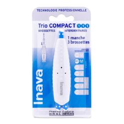 Inava Trio Compact - 1 Manche + 3 Brossettes Interdentaires - Taille 1/1/1 - 0,8mm