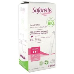 Saforelle Protections Tampons Normal en Coton Bio avec Applicateur 16 unités