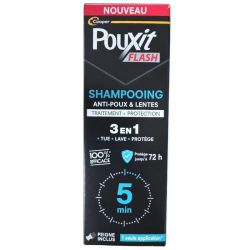 Cooper Pouxit Flash Shampooing Anti-Poux & Lentes 3 en 1 Flacon 100 ml - Elimine les poux en 5 minutes et protège jusqu'à 72 h