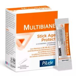 Pileje Multibiane Age Protect - 14 Sticks orodispersibles - Vitalité et défenses de l’organisme