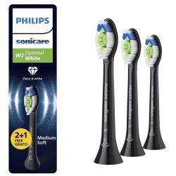 Philips Sonicare W2 Optimal White Têtes de Brosses Noires HX6063/88 - 3 Têtes