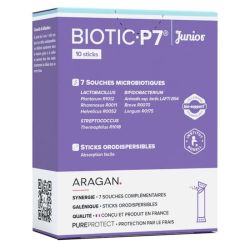Aragan Biotic P7 Junior - 10 sticks orodispersibles - Équilibre intestinal et confort digestif chez l’enfant