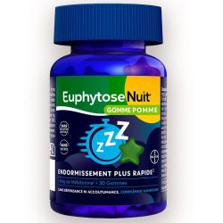 Bayer Santé Euphytose Nuit - Goût Pomme - Aide à l'Endormissement - 30 Gommes