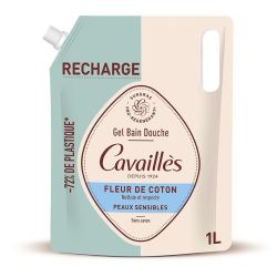 Rogé Cavaillès Eco-Recharge Gel Bain Douche Surgras Actif - Fleur de Coton - Peaux Sensibles - 1L