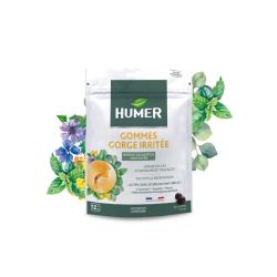 HUMER Gommes Gorge Irritée Menthe-Eucalyptus Sans Sucre 30 gommes - Apaisement de la gorge et facilitation de la respiration